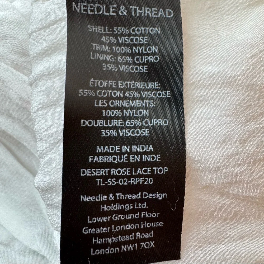 Needle & Thread Desert Rose Embroidered Ruffle Lace Lined Blouse US Size 0 - Picture 7 of 14